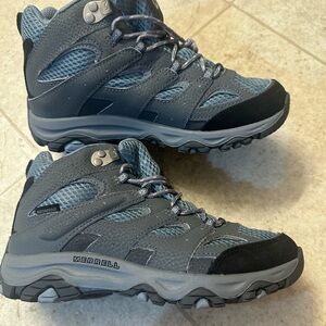 MERRELL Moab 2 Mid Waterproof Hiking Boots—Kids Size 3M Gray Blue MK165704